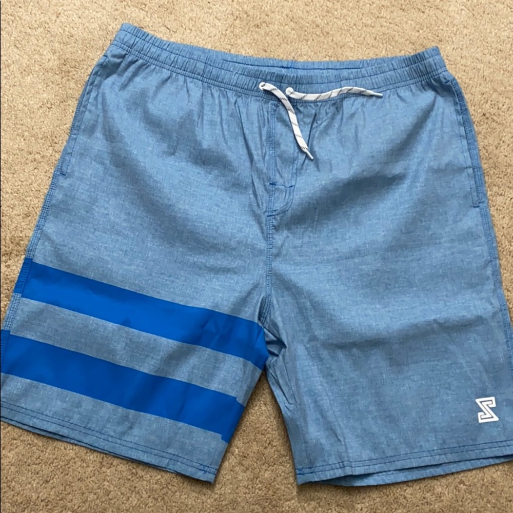 Men’s Blue Striped Board Short Bathing Suit